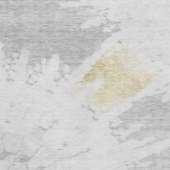 Silver Gold And Ivory Abstract Washable Area Rug With UV Protection Photo 3