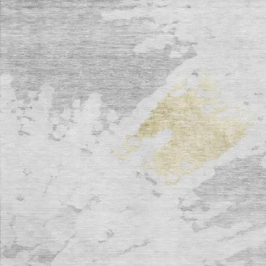 Silver Gold And Ivory Abstract Washable Area Rug With UV Protection Photo 8
