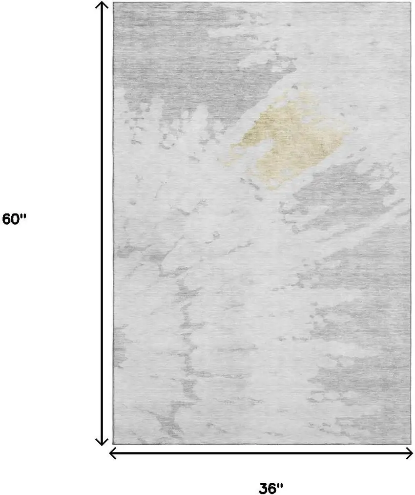 Silver Gold And Ivory Abstract Washable Area Rug With UV Protection Photo 7