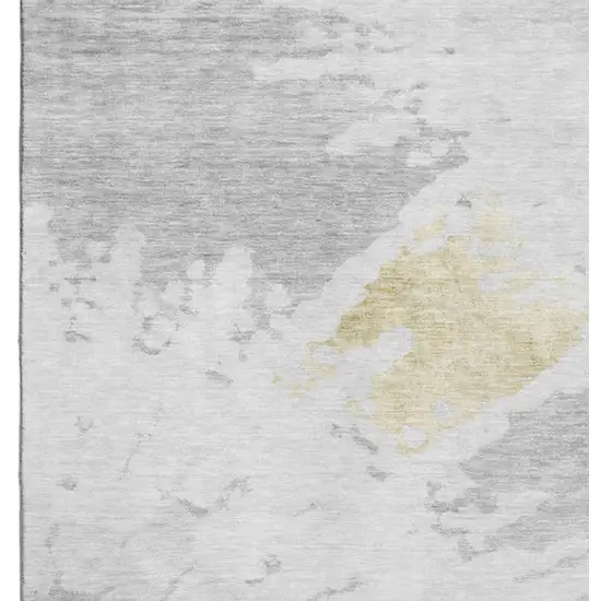 Silver Gold And Ivory Abstract Washable Area Rug With UV Protection Photo 3
