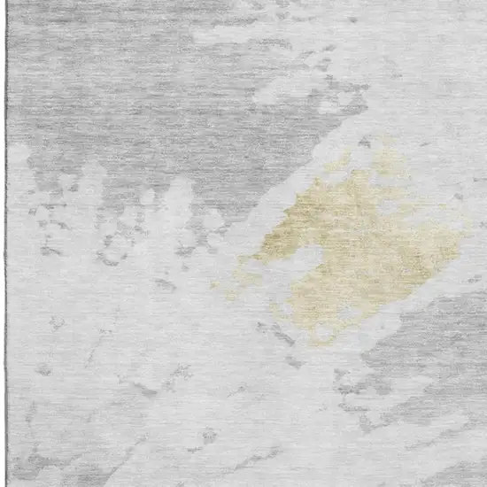 Silver Gold And Ivory Abstract Washable Area Rug With UV Protection Photo 9