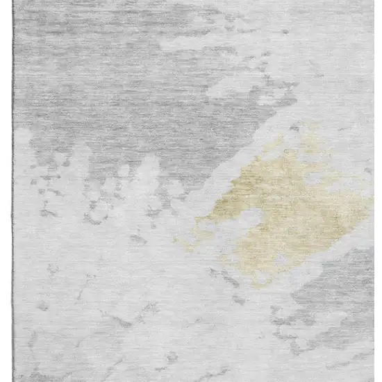 Silver Gold And Ivory Abstract Washable Area Rug With UV Protection Photo 3
