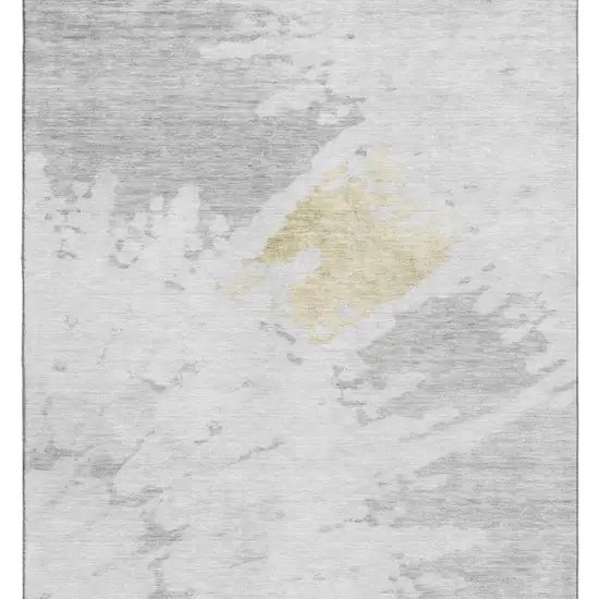 Silver Gold And Ivory Abstract Washable Area Rug With UV Protection Photo 4