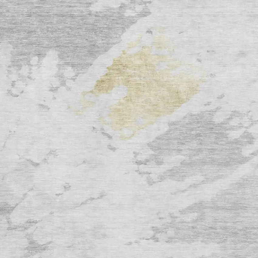 Silver Gold And Ivory Abstract Washable Area Rug With UV Protection Photo 3