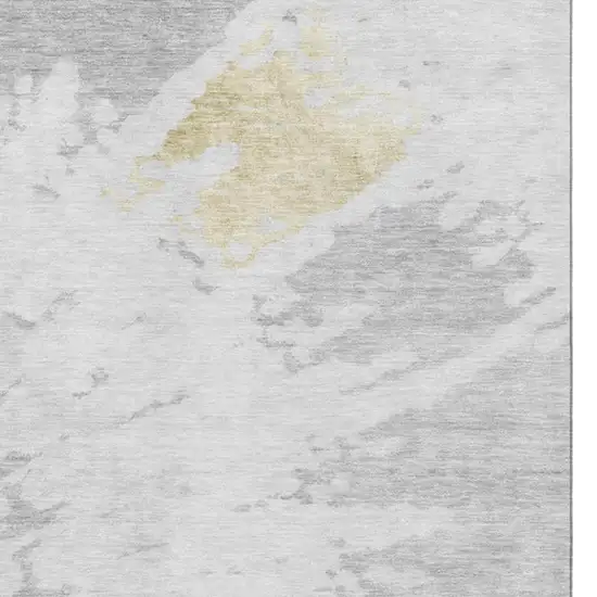Silver Gold And Ivory Abstract Washable Area Rug With UV Protection Photo 9