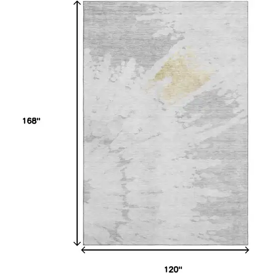 Silver Gold And Ivory Abstract Washable Area Rug With UV Protection Photo 7