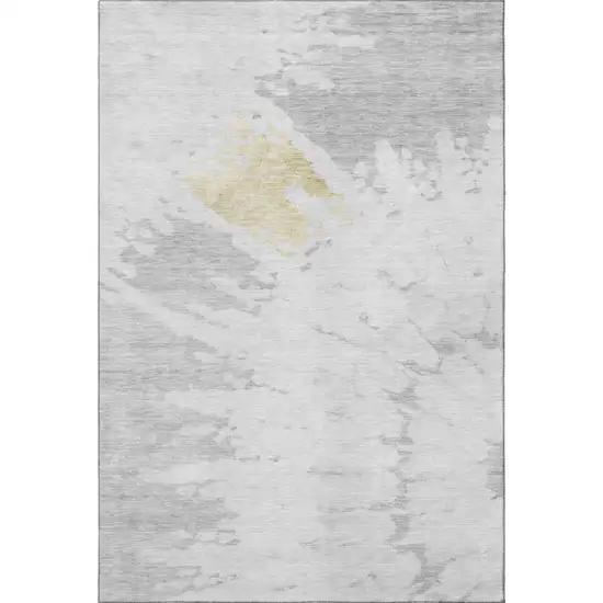 Silver Gold And Ivory Abstract Washable Area Rug With UV Protection Photo 4