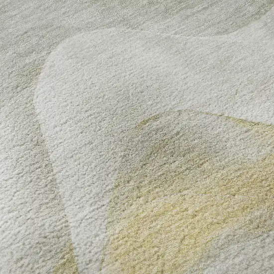 Silver Gold And Ivory Abstract Washable Area Rug With UV Protection Photo 9