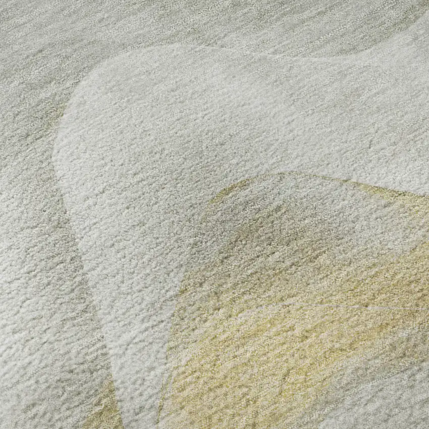 Silver Gold And Ivory Abstract Washable Area Rug With UV Protection Photo 9