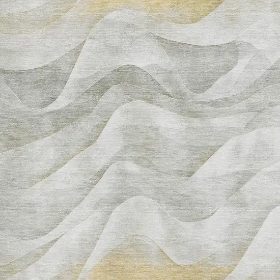 Silver Gold And Ivory Abstract Washable Area Rug With UV Protection Photo 2