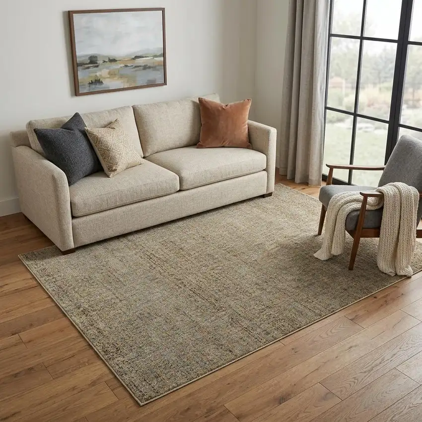 Blue And Gold Geometric Distressed Area Rug Photo 1