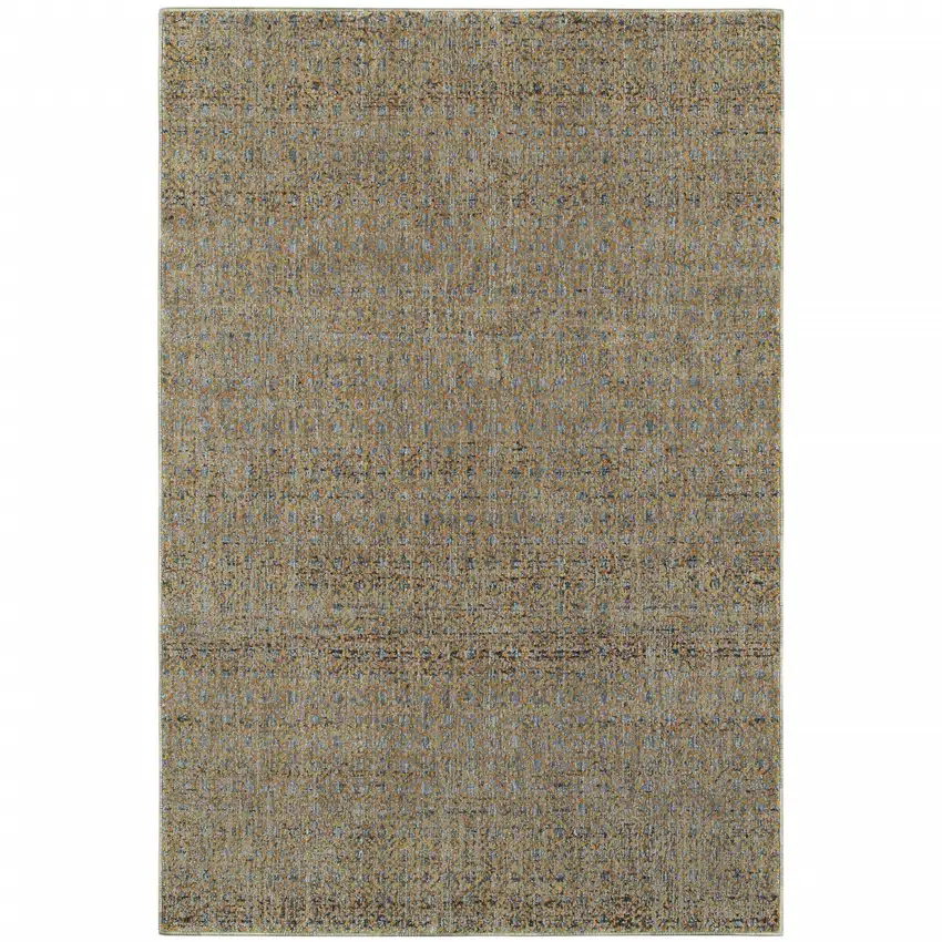 Silver Gold Rust And Blue Green Geometric Power Loom Stain Resistant Area Rug Photo 1