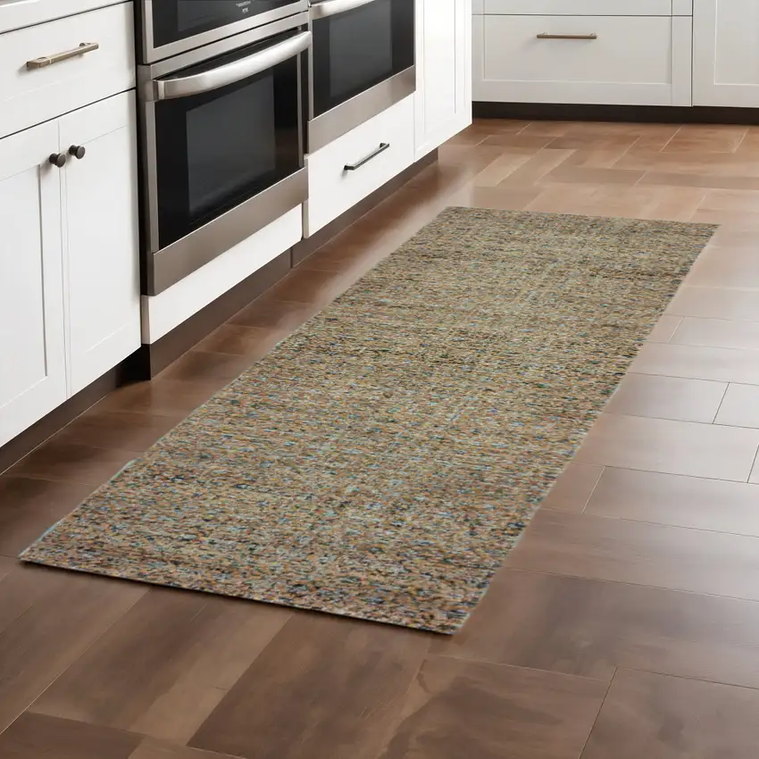 8' Blue And Silver Geometric Runner Rug Photo 1