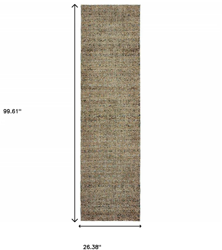 Silver Gold Rust And Blue Green Geometric Power Loom Stain Resistant Runner Rug Photo 4