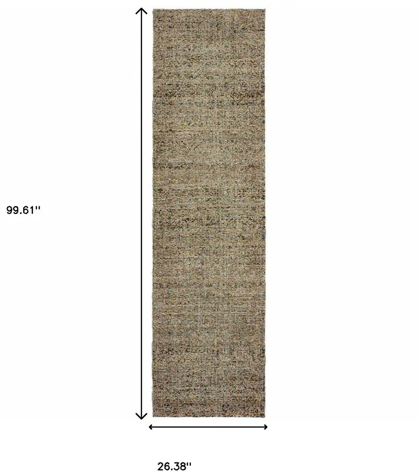Silver Gold Rust And Blue Green Geometric Power Loom Stain Resistant Runner Rug Photo 5