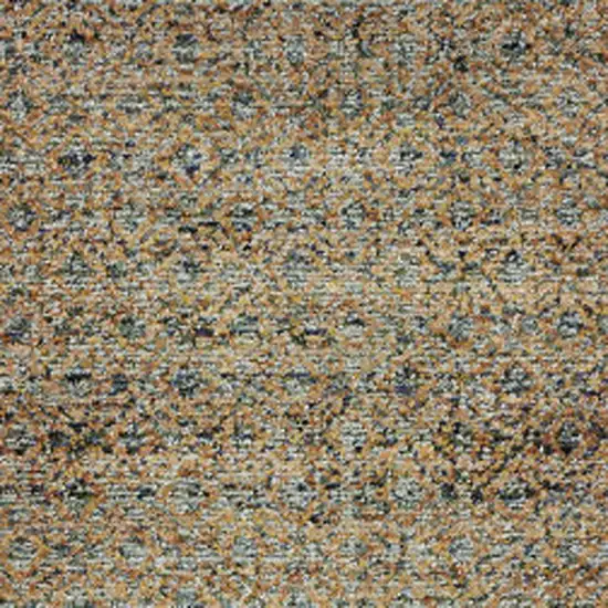 Silver Gold Rust And Blue Green Geometric Power Loom Stain Resistant Runner Rug Photo 3