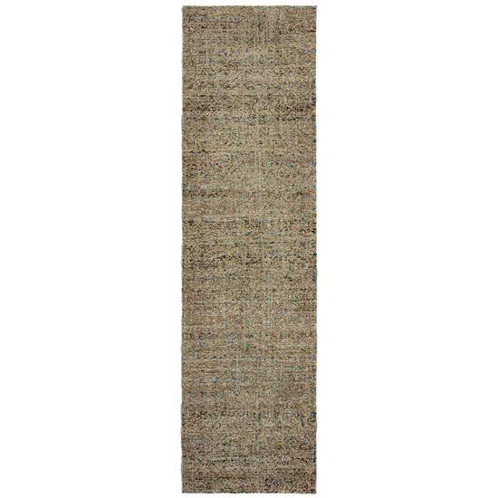 Silver Gold Rust And Blue Green Geometric Power Loom Stain Resistant Runner Rug Photo 1