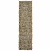 Photo of Silver Gold Rust And Blue Green Geometric Power Loom Stain Resistant Runner Rug