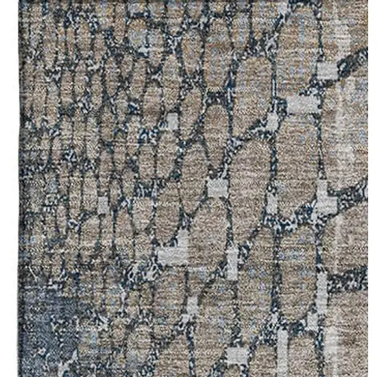 Silver Gray And Beige Abstract Geometric Washable Area Rug With UV Protection Photo 3