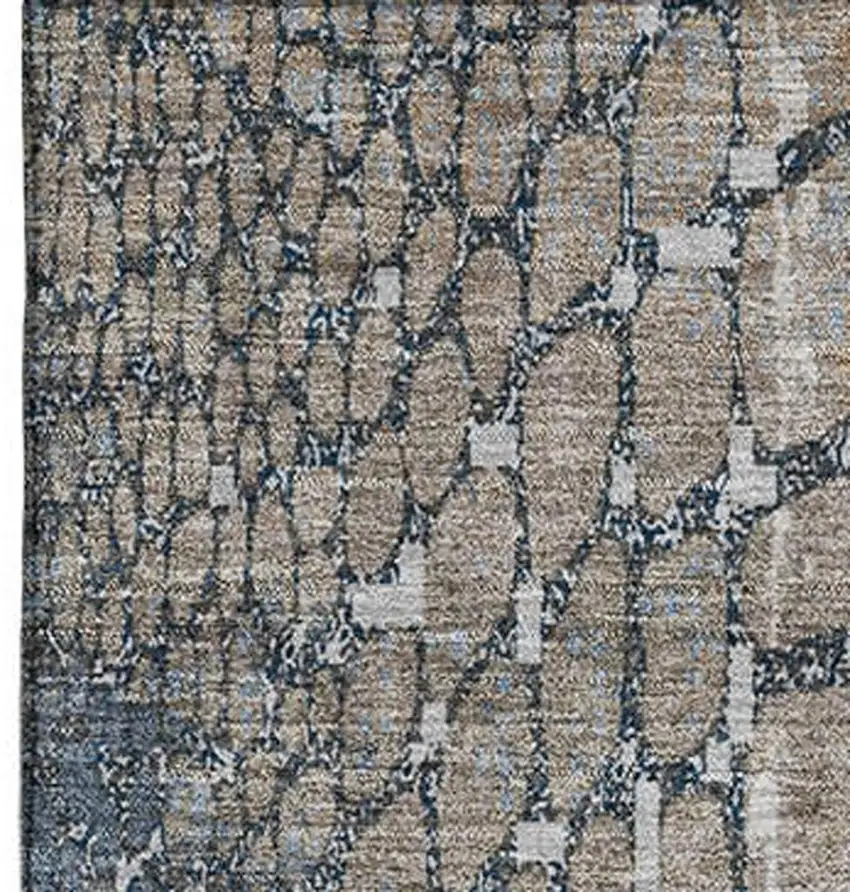 Silver Gray And Beige Abstract Geometric Washable Area Rug With UV Protection Photo 3