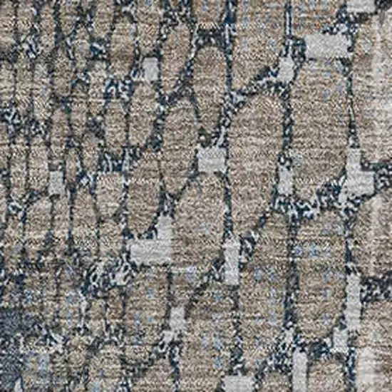 Silver Gray And Beige Abstract Geometric Washable Area Rug With UV Protection Photo 2