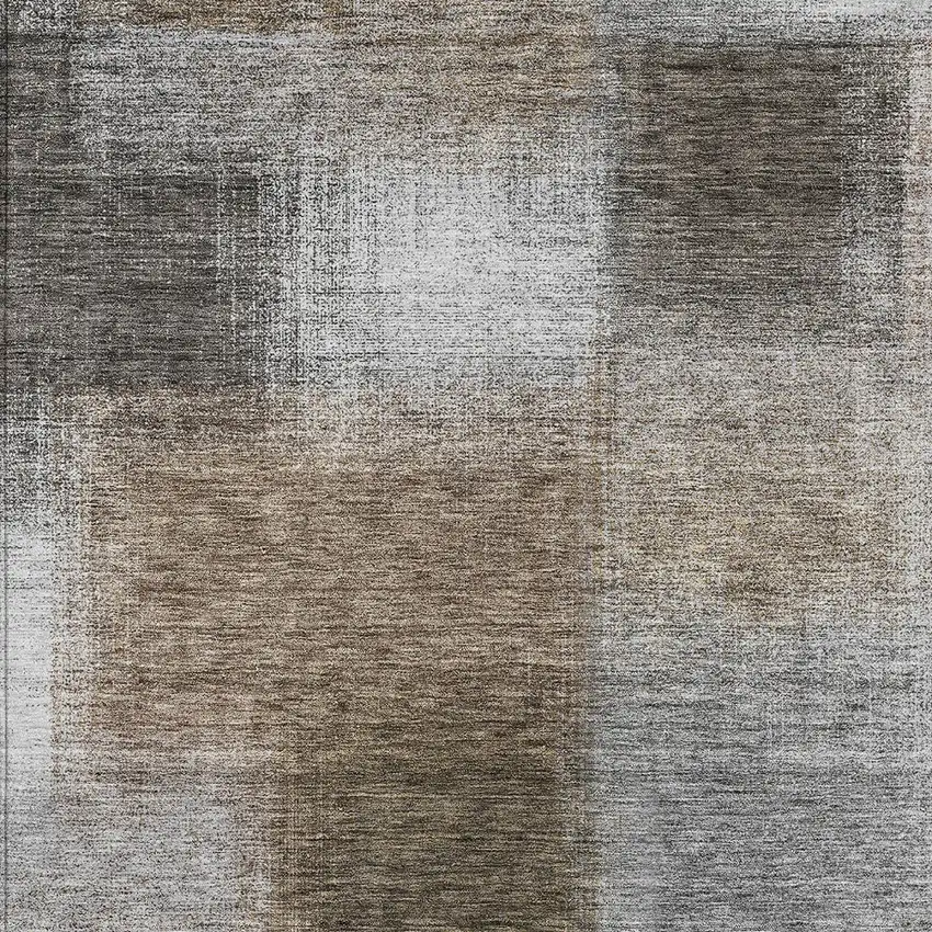 Silver Gray And Beige Abstract Washable Indoor Outdoor Area Rug Photo 5