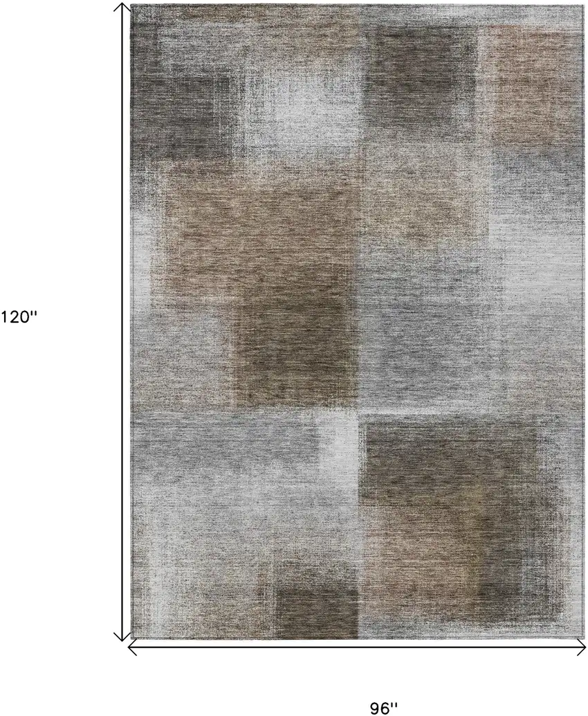 Silver Gray And Beige Abstract Washable Indoor Outdoor Area Rug Photo 3
