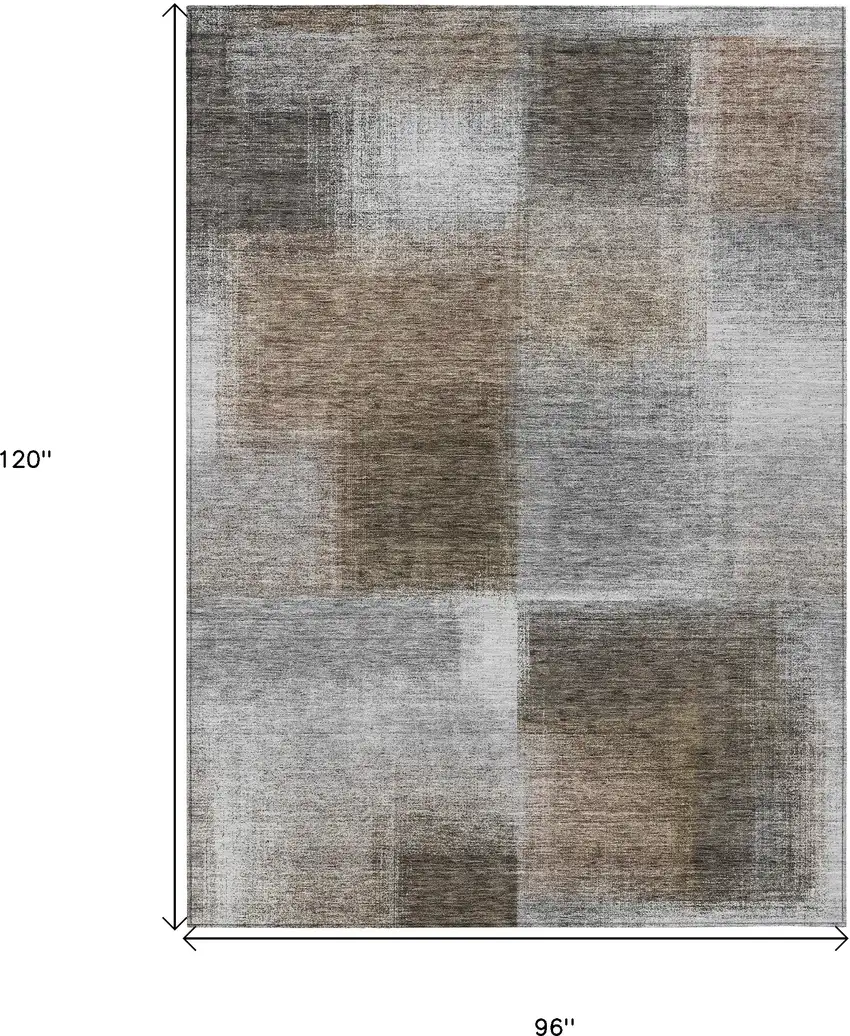 Silver Gray And Beige Abstract Washable Indoor Outdoor Area Rug Photo 3