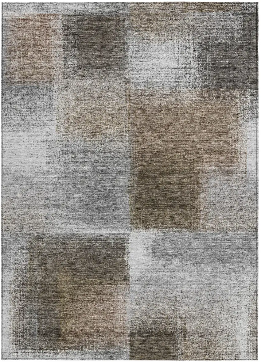 Silver Gray And Beige Abstract Washable Indoor Outdoor Area Rug Photo 6
