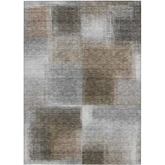 Silver Gray And Beige Abstract Washable Indoor Outdoor Area Rug Photo 6