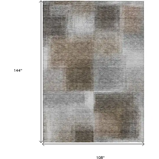 Silver Gray And Beige Abstract Washable Indoor Outdoor Area Rug Photo 3
