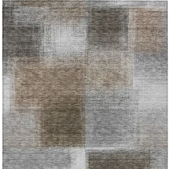 Silver Gray And Beige Abstract Washable Indoor Outdoor Area Rug Photo 5
