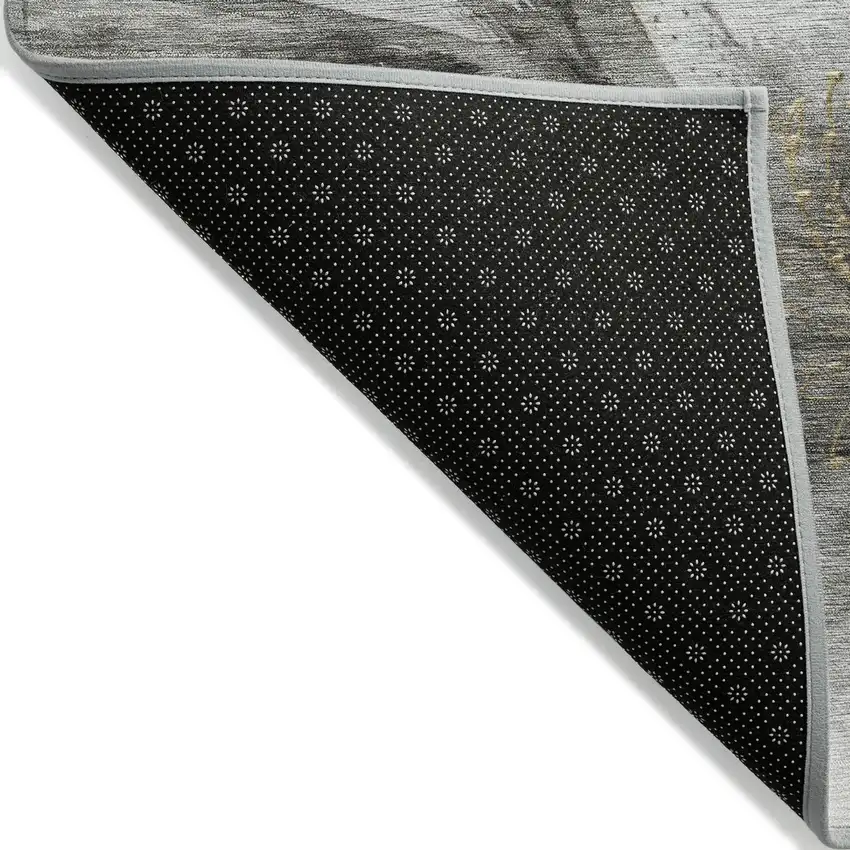 Silver Gray And Beige Floral Washable Indoor Outdoor Area Rug Photo 8