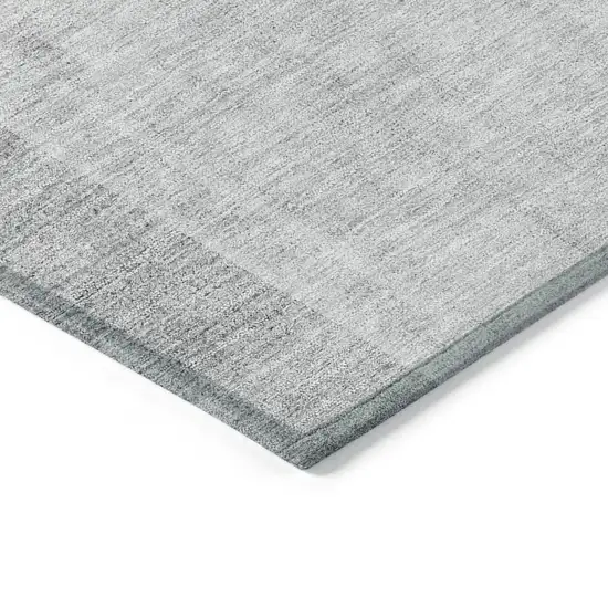 Silver Gray And Beige Geometric Washable Indoor Outdoor Area Rug Photo 3