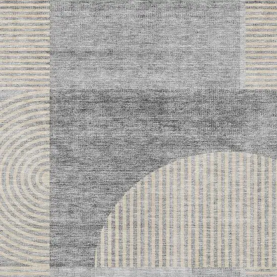 Silver Gray And Beige Geometric Washable Indoor Outdoor Area Rug Photo 4