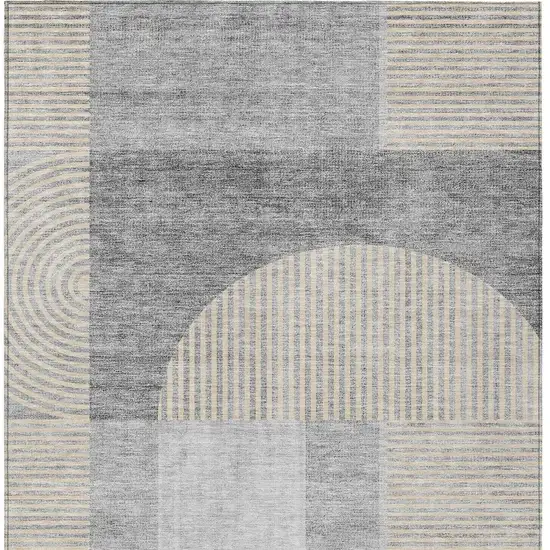 Silver Gray And Beige Geometric Washable Indoor Outdoor Area Rug Photo 5