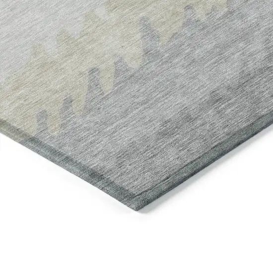 Silver Gray And Beige Striped Washable Indoor Outdoor Area Rug Photo 3