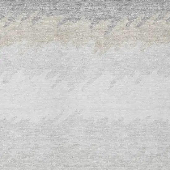 Silver Gray And Beige Striped Washable Indoor Outdoor Area Rug Photo 4