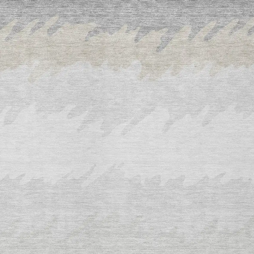 Silver Gray And Beige Striped Washable Indoor Outdoor Area Rug Photo 4
