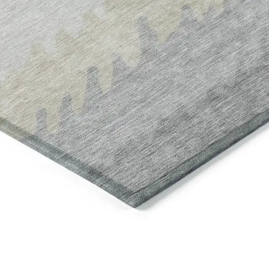 Silver Gray And Beige Striped Washable Indoor Outdoor Area Rug Photo 3