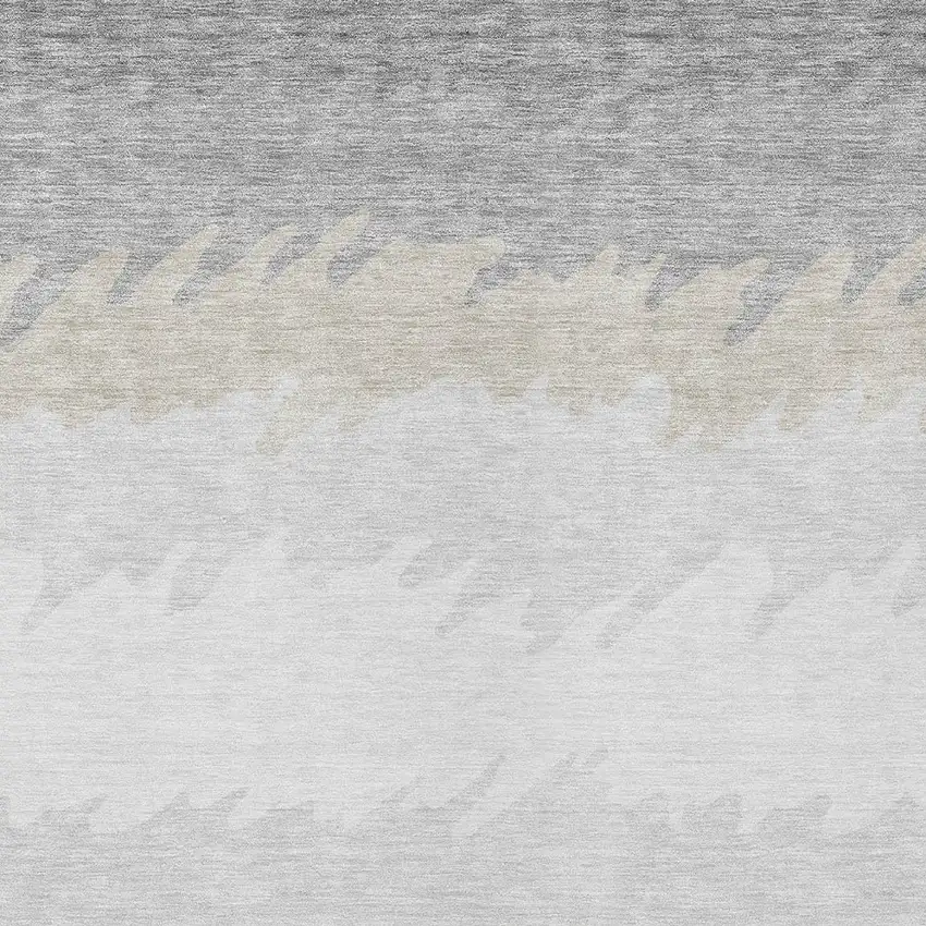 Silver Gray And Beige Striped Washable Indoor Outdoor Area Rug Photo 5