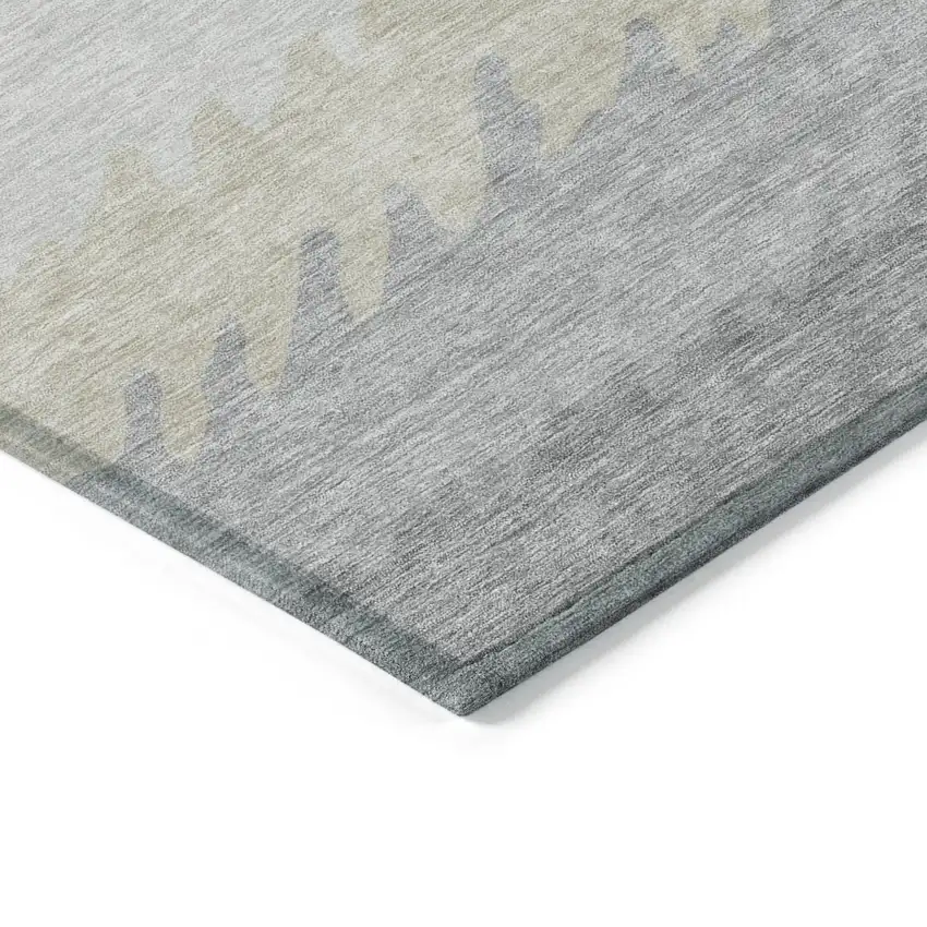 Silver Gray And Beige Striped Washable Indoor Outdoor Area Rug Photo 4