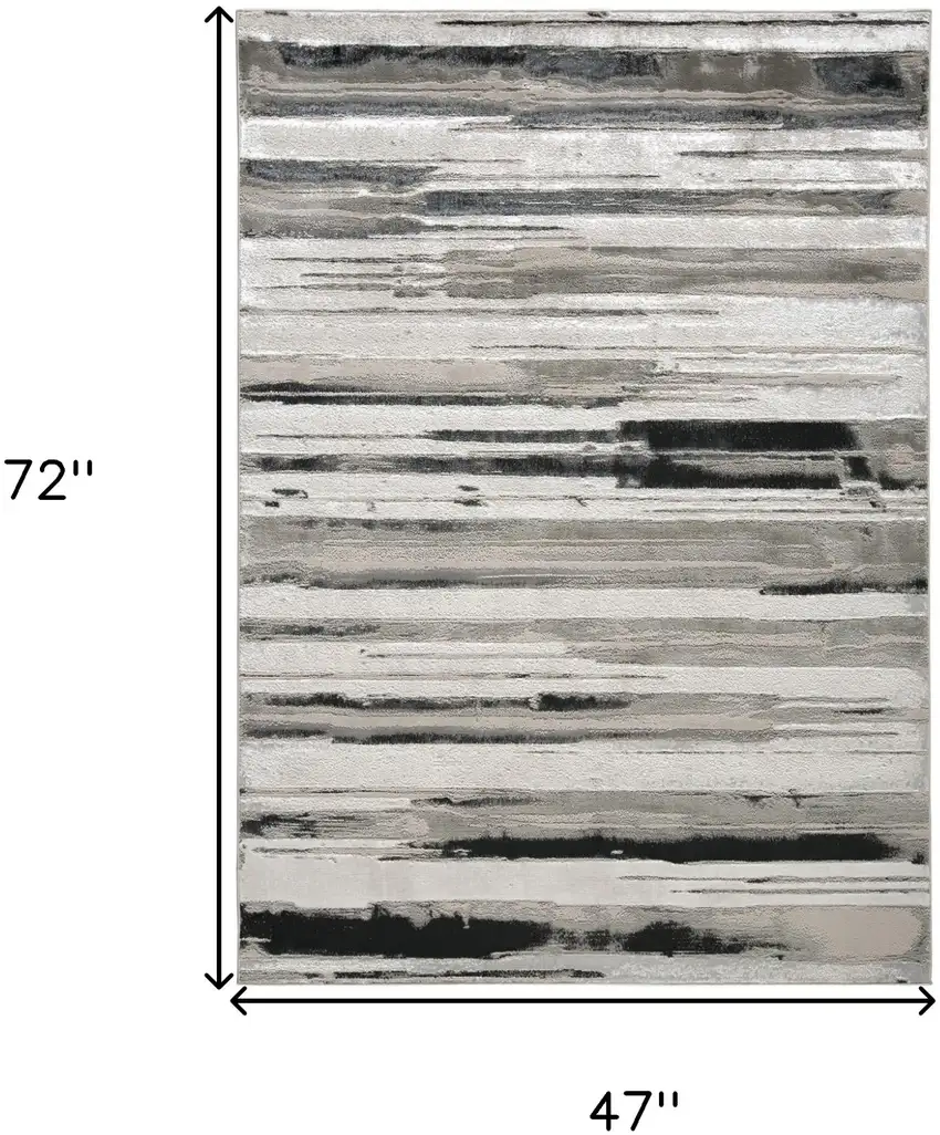 Silver Gray And Black Abstract Area Rug Photo 10