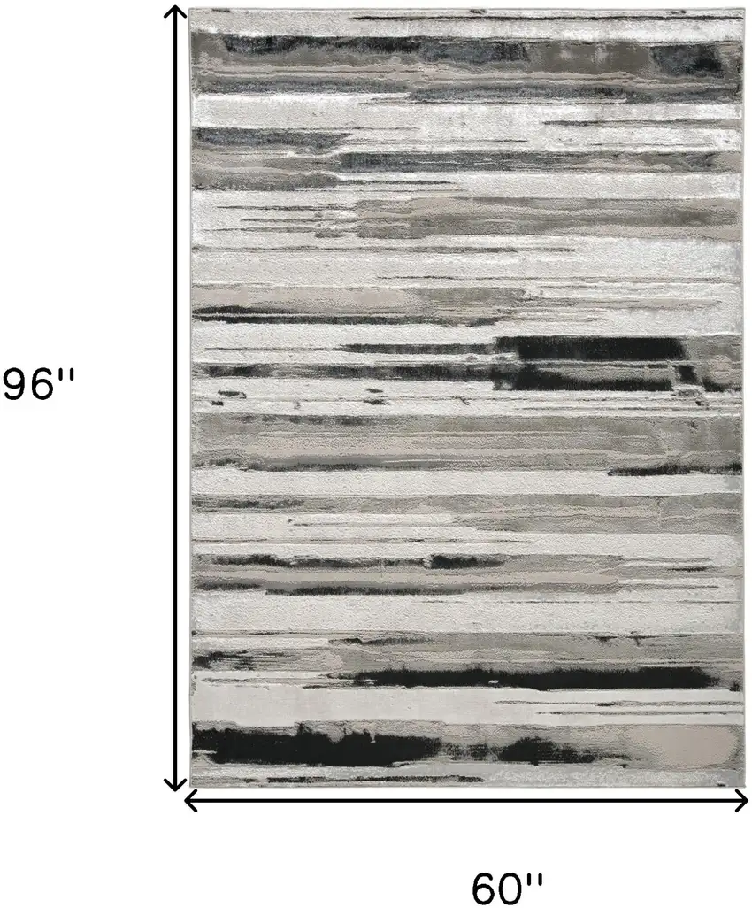 Black and Silver Abstract Non Skid Area Rug Photo 7