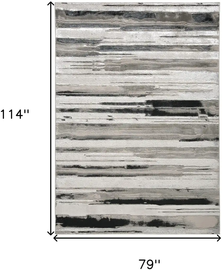 Silver Gray And Black Abstract Stain Resistant Area Rug Photo 10