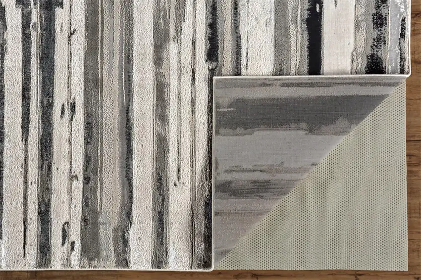 Silver Gray And Black Abstract Stain Resistant Area Rug Photo 7