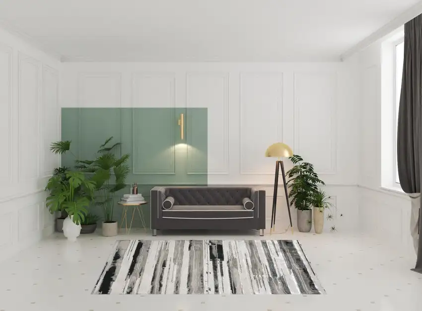 Silver Gray And Black Abstract Stain Resistant Area Rug Photo 2