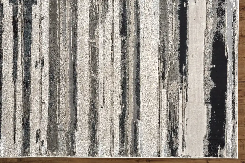 Silver Gray And Black Abstract Stain Resistant Area Rug Photo 9