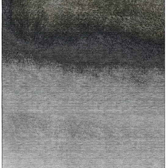 Silver Gray And Black Ombre Washable Area Rug With UV Protection Photo 4