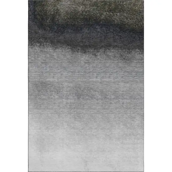 Silver Gray And Black Ombre Washable Area Rug With UV Protection Photo 1